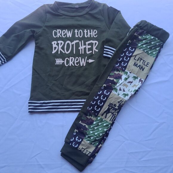 Baby Boy “Crew in the Brother” Pant Set – 9M, 2pc, Nwt - Picture 1 of 3